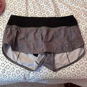 Lululemon black and grey athletic shorts. Women’s size small/medium.